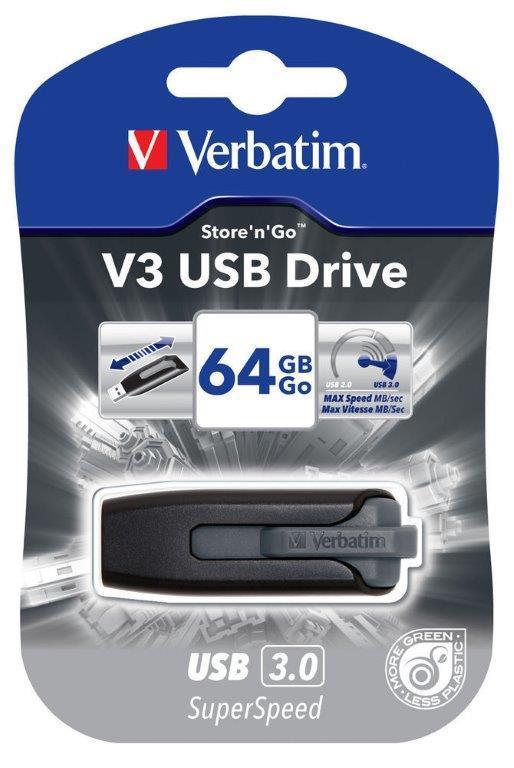 VERBATIM USB FLASH MEMORIJA V3 64GB 3.0 GREY (49174)